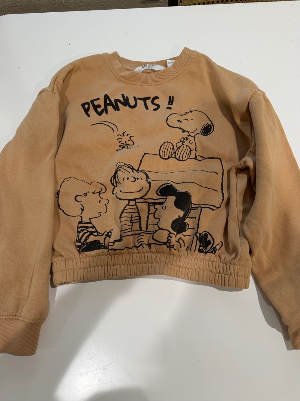 H&M Tan Peanuts Sweatshirt with Black Print